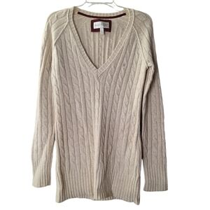 Between Me & You Cream‎ Lambswool Rabbit Hair Blend Cable Knit Sweater Sz Large